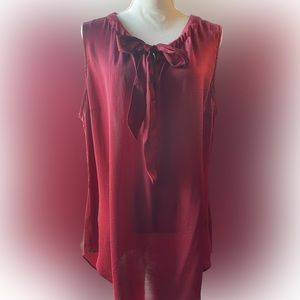 Cabi #3602 XL Cinch Top Bow Tie Neck Burgundy